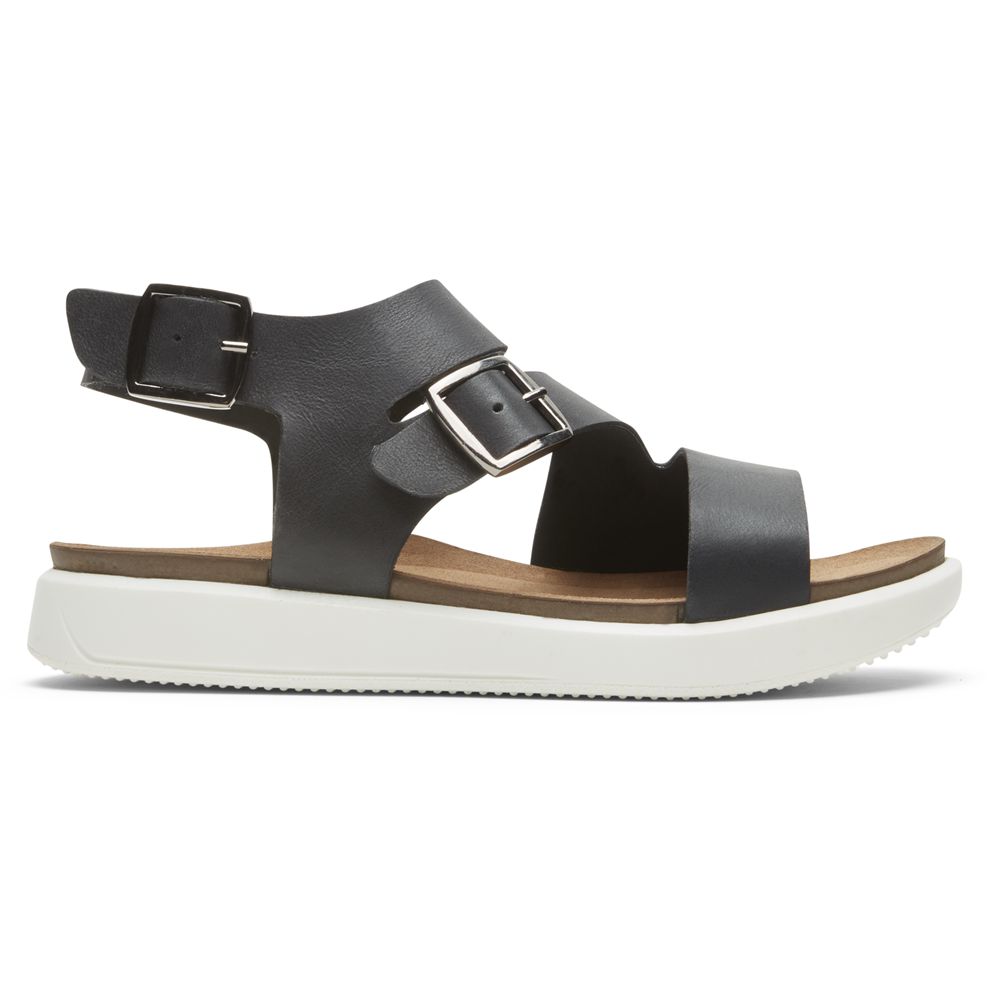 Sandálias Rockport Kells Bay Asymmetrical Senhora - Pretas ( 806-ZAMJGT )